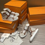 Hermes latest Kelly buckle small white shoes sneakers