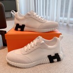 Hermes couple style lace-up color matching casual sneakers small white shoes
