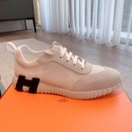 Hermes couple style lace-up color matching casual sneakers small white shoes