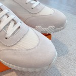 Hermes couple style lace-up color matching casual sneakers small white shoes