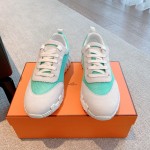 Hermes couple style lace-up color matching casual sneakers small white shoes