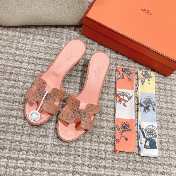 Hermes Oasis diamond face slippers series