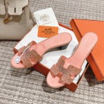 Hermes Oasis diamond face slippers series