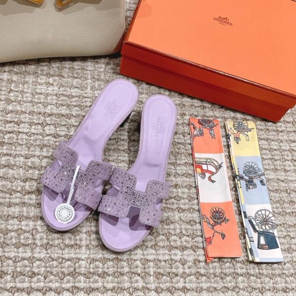 Hermes Oasis diamond face slippers series