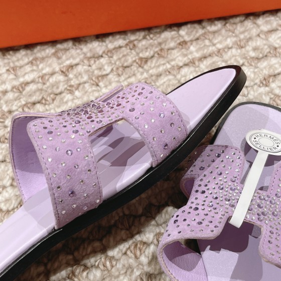 Hermes Oasis diamond face slippers series
