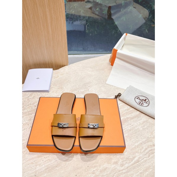Hermes pure steel kelly lock slippers