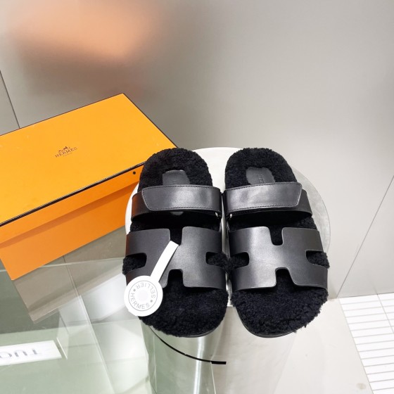 Hermes teddy fur uncle shoes