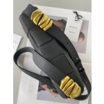 Bottega Veneta Cassette 5-panel lychee print black #666870