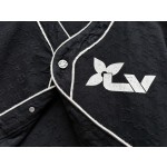 Louis Vuitton...New full flower black denim short-sleeved baseball uniform