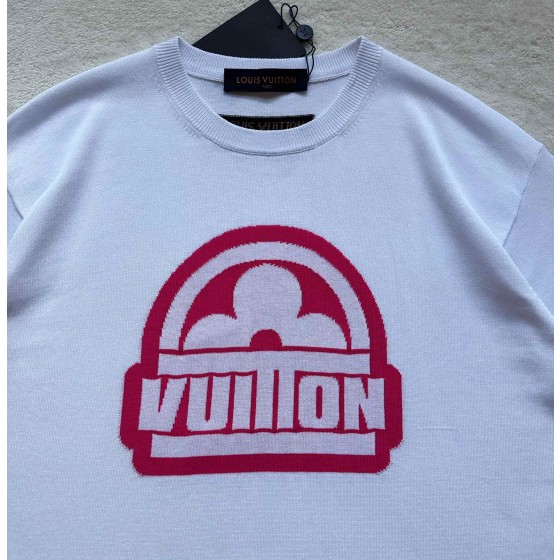 Louis Vuitton... pink four-leaf clover knitted short-sleeved T-shirt