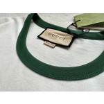 Gucci...Green Collar Contrasting Color Green Embroidered Round Neck Short Sleeves