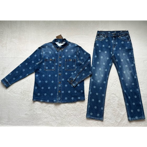 Burberry...New full-print polka-dot denim suit trousers