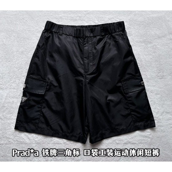 Prada... New triangle logo tooling multi-pocket functional shorts