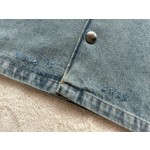 Prada…Triangle brand single-breasted washed light blue denim short-sleeved shirt jacket