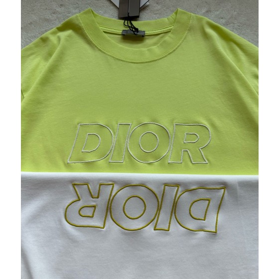 Dior...new large letter embroidery round neck short sleeves