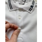 Burberry…NEW Neckline Full Embroidered   Equestrian Knight Logo Trim Cotton Piqué Short Sleeve Polo Shirt