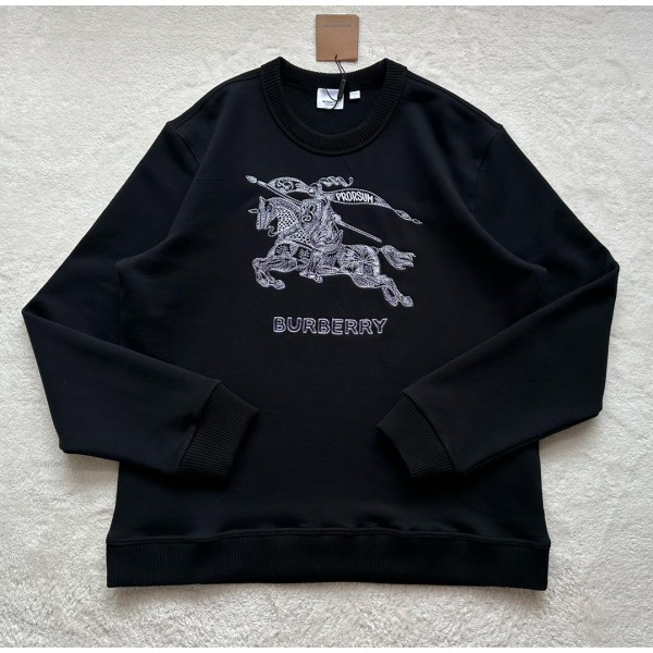 Burberry…White Knight Large Embroidered Crew Neck Sweatshirt