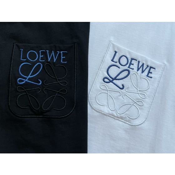 Loewe...Blue Embroidered Pocket Round Neck Short Sleeves