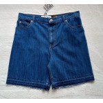 Loewe…leather denim shorts