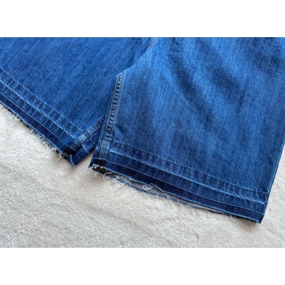 Loewe…leather denim shorts