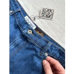 Loewe…leather denim shorts