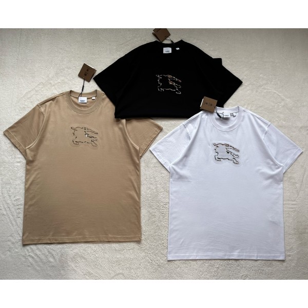 Burberry...Equestrian Concave-Convex Three-dimensional Double Layer Laser Embossed Embossed T-Shirt
