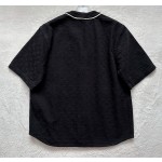 Louis Vuitton...New full flower black denim short-sleeved baseball uniform