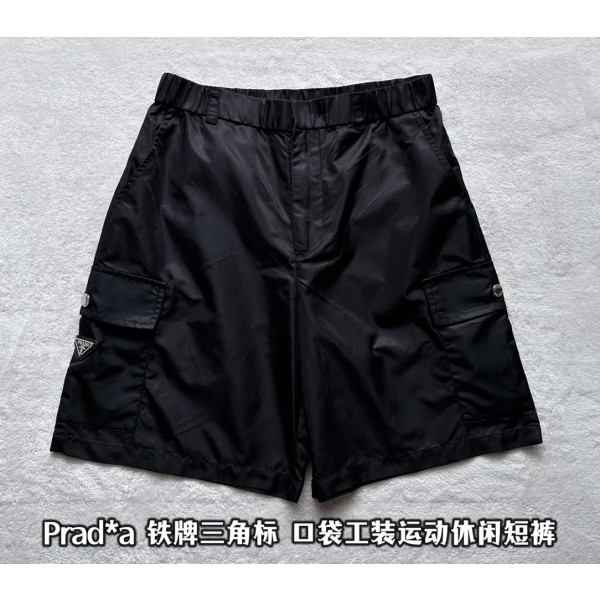 Prada... New triangle logo tooling multi-pocket functional shorts