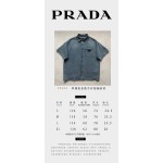 Prada…Triangle brand single-breasted washed light blue denim short-sleeved shirt jacket