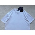 Prada...New White Triangle Cloth Label Round Neck Short Sleeves