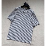 Prada...Navy Blue Stripes Iron Plate Round Neck Short Sleeves