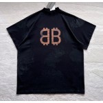 Balenciaga...Old Copper BB Print Round Neck Short Sleeves