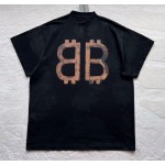 Balenciaga...Old Copper BB Print Round Neck Short Sleeves
