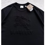 Burberry...Big Horse Towel Embroidered All Black Round Neck Short Sleeves