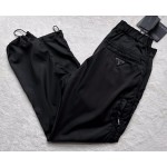 Prada's new splicing side zipper rear hip iron brand triangle standard tooling casual trousers