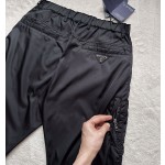 Prada's new splicing side zipper rear hip iron brand triangle standard tooling casual trousers