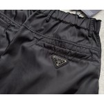 Prada's new splicing side zipper rear hip iron brand triangle standard tooling casual trousers