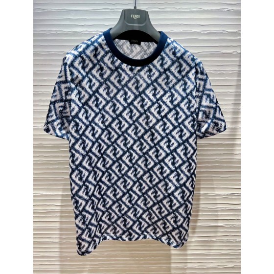 Fendi Tech Mesh All Over Print Crew Neck Short Sleeves
