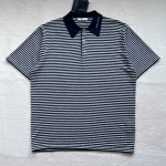 Prada new sports casual pinstriped knitted polo shirt
