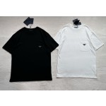 Prada 2023 new official website latest triangle logo pocket short-sleeved T-shirt