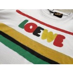 Loewe Color Stripe Print Round Neck Short Sleeves