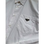 Prada latest white cotton poplin lapel shirt