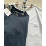 Dior knitted floral collar solid color round neck embroidery short sleeves