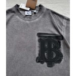Burberry new ink gray large letter short sleeve