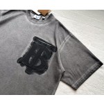 Burberry new ink gray large letter short sleeve