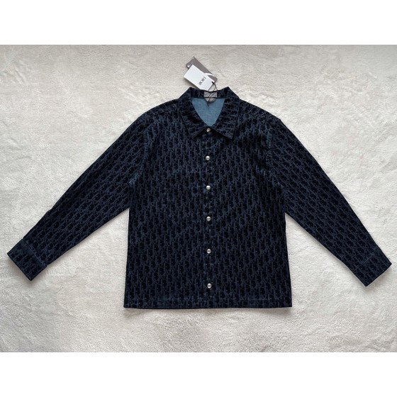 Dior barrage old flower flocking denim jacket