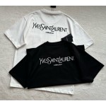 YSL large logo embroidery pocket T-shirt