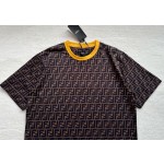 Fendi active full print FF barrage style contrast color round neck color matching T-shirt