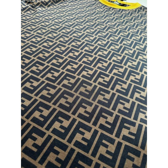 Fendi active full print FF barrage style contrast color round neck color matching T-shirt