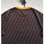 Fendi active full print FF barrage style contrast color round neck color matching T-shirt